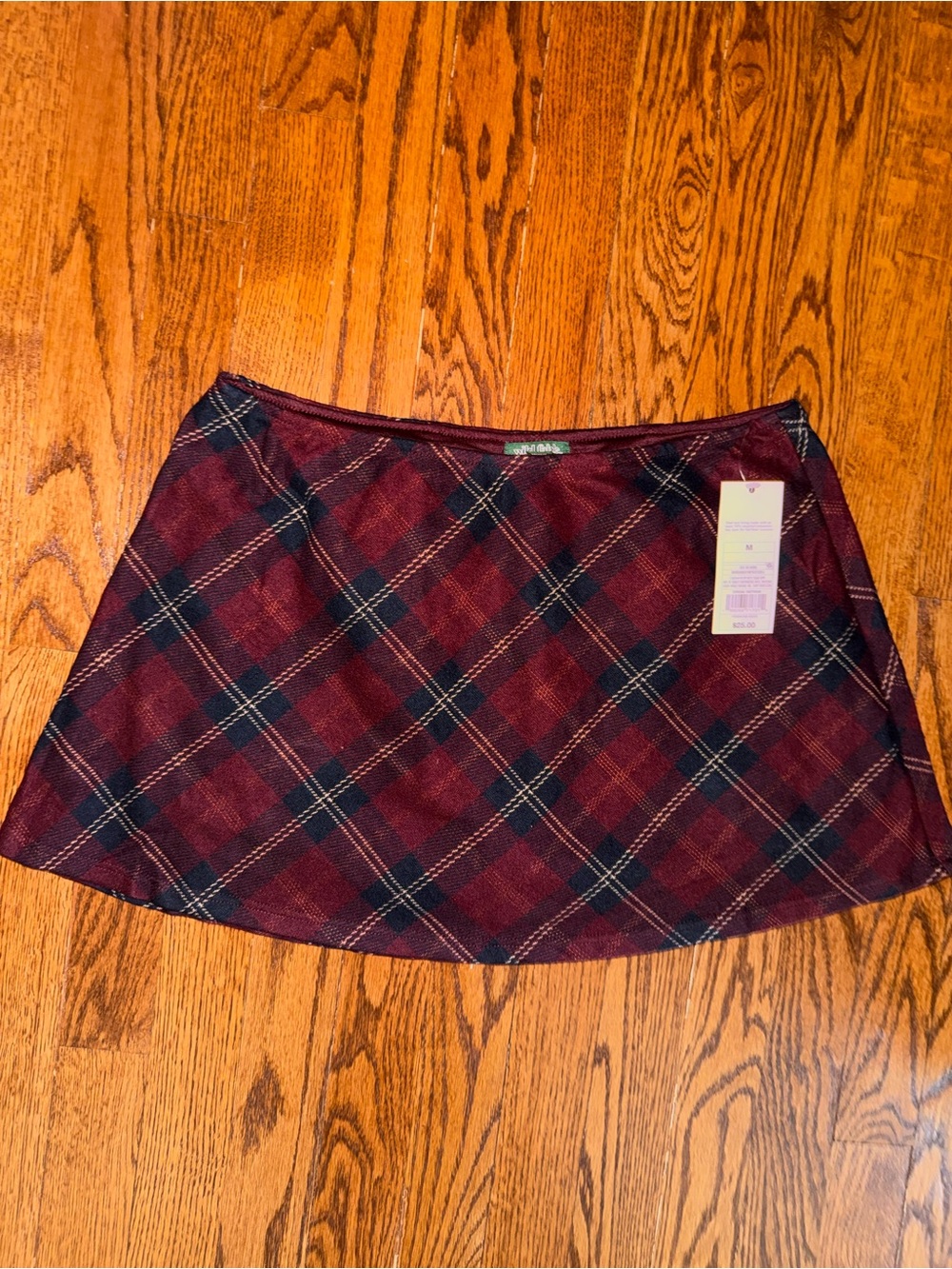 wild fable Burgundy and Navy Plaid Skater Skirt